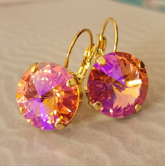 Austrian Crystal Earrings in Gold - Picture 4 of 14